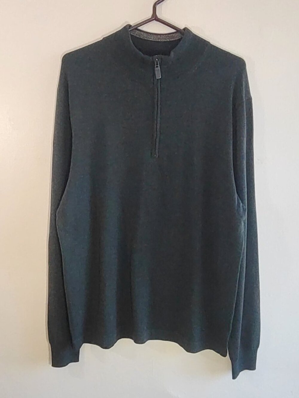 NWT Jos A Bank Traveler 100% Merino Wool 1/4 Zip Sweater Dark Green  Size XL - Picture 6 of 11